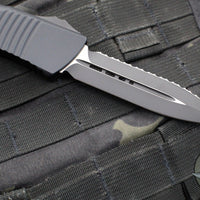 Microtech 2019 Combat Troodon OTF Knife- Tactical- Double Edge- Black Handle- Full Serrated Black Blade 142-3 T