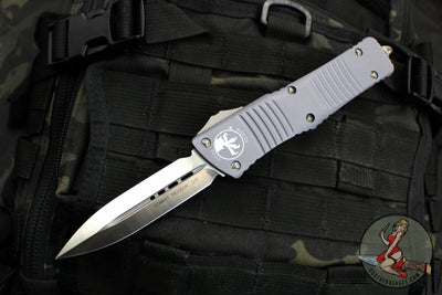 Microtech 2019 Combat Troodon OTF Knife- Double Edge- Grey Handle- Satin Blade 142-4 GY