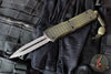 Microtech Combat Troodon OTF Knife- Double Edge- Frag Off- Grenade Green Finished Frag Handle- Apocalyptic Double Reverse Full Serrated Blade 142-DR12 APFOGG
