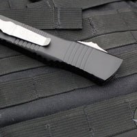 Microtech Combat Troodon OTF Knife- Single Edge- Black Handle- Apocalyptic Part Serrated Blade 143-11 AP