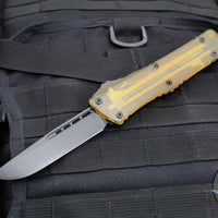 Microtech Combat Troodon OTF Knife- Single Edge- Black Handle- Ultem Inlay- Black DLC Blade 143-1 DLCTULS