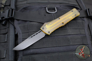 Microtech Combat Troodon OTF Knife- Single Edge- Black Handle- Ultem Inlay- Black DLC Blade 143-1 DLCTULS