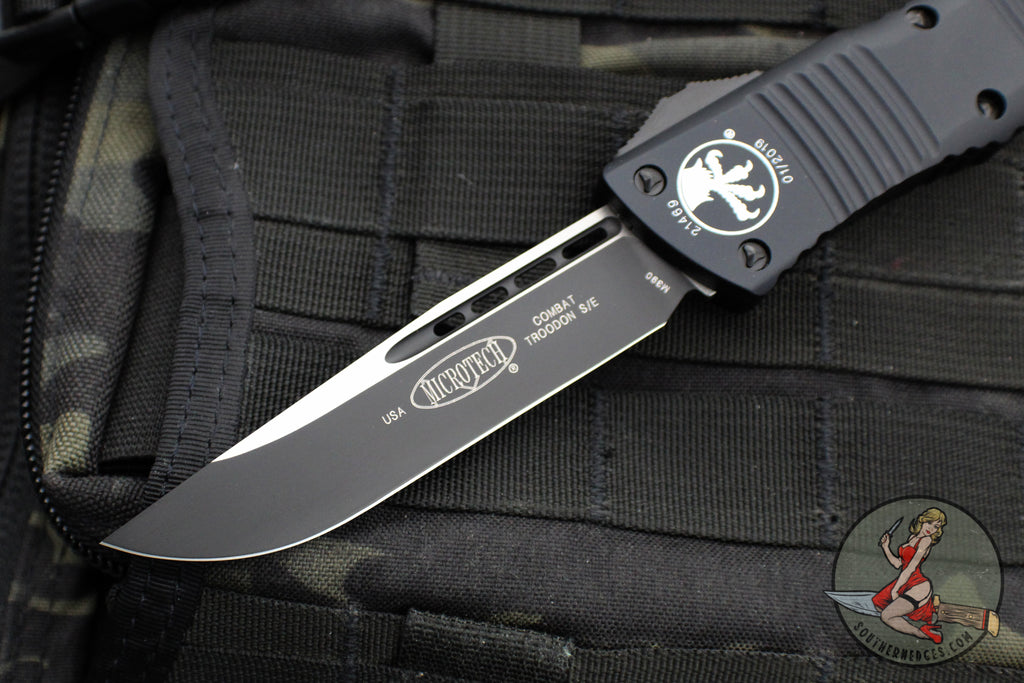 Microtech 2019 Combat Troodon- Single Edge- Tactical- Black Handle- Bl ...