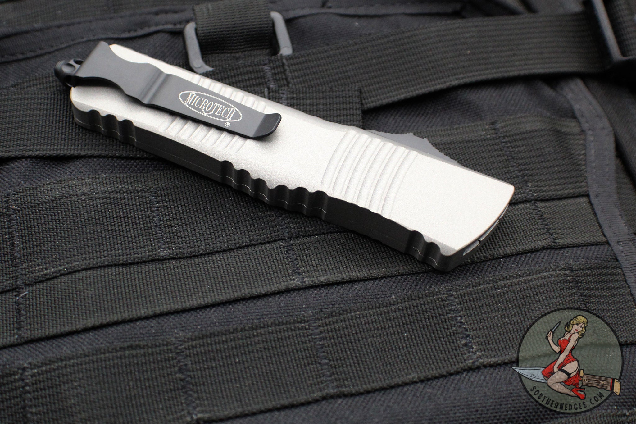 Microtech Combat Troodon OTF Knife- Single Edge- Titanium Gray Handle ...
