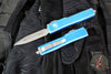 Microtech UTX-70 OTF Knife- Double Edge- Distressed Blue Handle- Apocalyptic Blade 147-10 DBL