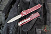Microtech UTX-70 OTF Knife- Double Edge- Distressed Merlot Red Handle- Apocalyptic Blade 147-10 DMR