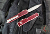 Microtech UTX-70 OTF Knife- Double Edge- Distressed Merlot Red Handle- Apocalyptic Blade 147-10 DMR