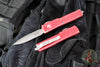 Microtech UTX-70 OTF Knife- Double Edge- Distressed Red Handle- Apocalyptic Blade 147-10 DRD