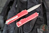 Microtech UTX-70 OTF Knife- Double Edge- Distressed Red Handle- Apocalyptic Blade 147-10 DRD