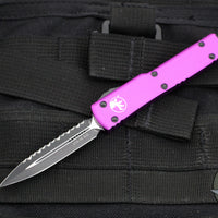 Microtech UTX-70 Double Edge (OTF)- Violet Handle- Black Full Serrated Blade 147-3 VI