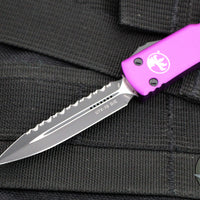 Microtech UTX-70 Double Edge (OTF)- Violet Handle- Black Full Serrated Blade 147-3 VI