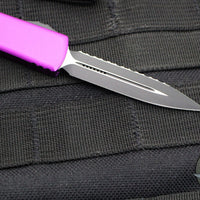 Microtech UTX-70 Double Edge (OTF)- Violet Handle- Black Full Serrated Blade 147-3 VI