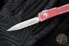 Microtech UTX-70 OTF Knife- Double Edge- Distressed Merlot Red Handle- Double Full Serrated Apocalyptic Blade 147-D12 DMR