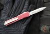 Microtech UTX-70 OTF Knife- Double Edge- Distressed Merlot Red Handle- Double Full Serrated Apocalyptic Blade 147-D12 DMR