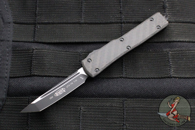Microtech UTX-70 OTF Knife- Tanto Edge- Tactical- Carbon Fiber Top- Black Blade 149-1 CFS 2020 V2