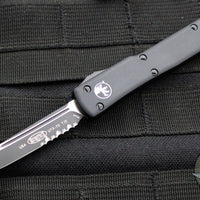 Microtech UTX-70 OTF Knife- Tactical- Tanto Edge- Black Handle- Black Part Serrated Blade 149-2 T V3