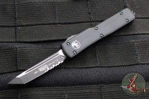 Microtech UTX-70 OTF Knife- Tactical- Tanto Edge- Black Handle- Black Part Serrated Blade 149-2 T V3