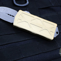Microtech Exocet Champagne Gold Wallet Money Clip Double Edge Out The Front (OTF) Apocalyptic Blade 157-10 APCG
