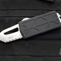 Microtech Exocet Out The Front (OTF) Wallet Money Clip Knife- Tanto Edge- Stonewash Full Serrated Blade 158-12