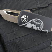 Microtech Exocet Wallet Money Clip Out The Front (OTF) Knife- Death Card Graphic- Black Handle- Bronze Apocalyptic Blade 158-13 DCS