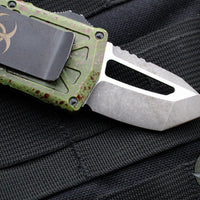 Microtech Outbreak Exocet Money Clip OTF Knife- Tanto Edge- Outbreak Series- Apocalyptic Blade and Distressed Black HW 158-1 OBS