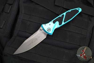 Microtech Socom Elite- Manual Folder- Single Edge- Turquoise Handle- Apocalyptic Blade 160-10 APTQ