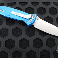 Microtech Socom Elite- Manual Folder- Single Edge- Blue Handle- Stonewash Blade 160-10 BL