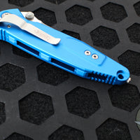 Microtech Socom Elite- Manual Folder- Single Edge- Blue Handle- Stonewash Blade 160-10 BL