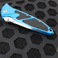 Microtech Socom Elite- Manual Folder- Single Edge- Blue Handle- Stonewash Blade 160-10 BL