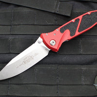 Microtech Socom Elite- Manual Folder- Single Edge- Red Handle- Stonewash Blade 160-10 RD