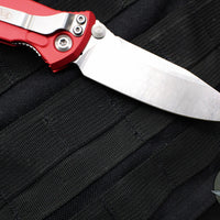 Microtech Socom Elite- Manual Folder- Single Edge- Red Handle- Stonewash Blade 160-10 RD