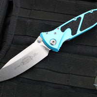 Microtech Socom Elite- Manual Folder- Single Edge- Turquoise Handle- Stonewash Blade 160-10 TQ