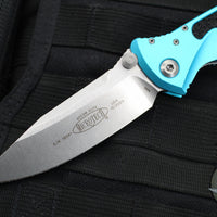 Microtech Socom Elite- Manual Folder- Single Edge- Turquoise Handle- Stonewash Blade 160-10 TQ