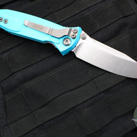 Microtech Socom Elite- Manual Folder- Single Edge- Turquoise Handle- Stonewash Blade 160-10 TQ