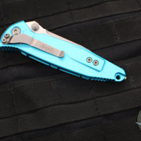 Microtech Socom Elite- Manual Folder- Single Edge- Turquoise Handle- Stonewash Blade 160-10 TQ