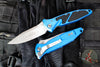 Microtech Socom Elite- Manual Folder- Single Edge- Blue Handle- Stonewash Blade 160-10 BL