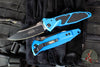 Microtech Socom Elite- Manual Folder- Single Edge- Blue Handle- Two-tone Black Blade 160-1 BL