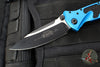 Microtech Socom Elite- Manual Folder- Single Edge- Blue Handle- Two-tone Black Blade 160-1 BL