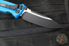 Microtech Socom Elite- Manual Folder- Single Edge- Blue Handle- Two-tone Black Blade 160-1 BL