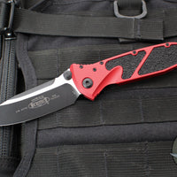 Microtech Socom Elite- Manual Folder- Single Edge- Red Handle- Two-tone Black Blade 160-1 RD