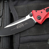 Microtech Socom Elite- Manual Folder- Single Edge- Red Handle- Two-tone Black Blade 160-1 RD