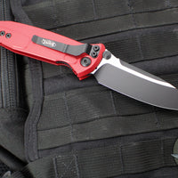 Microtech Socom Elite- Manual Folder- Single Edge- Red Handle- Two-tone Black Blade 160-1 RD