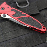 Microtech Socom Elite- Manual Folder- Single Edge- Red Handle- Two-tone Black Blade 160-1 RD