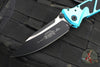 Microtech Socom Elite- Manual Folder- Single Edge- Turquoise Handle- Two-tone Black Blade 160-1 TQ