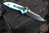 Microtech Socom Elite- Manual Folder- Single Edge- Turquoise Handle- Two-tone Black Blade 160-1 TQ