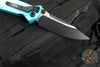 Microtech Socom Elite- Manual Folder- Single Edge- Turquoise Handle- Two-tone Black Blade 160-1 TQ