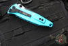 Microtech Socom Elite- Manual Folder- Single Edge- Turquoise Handle- Two-tone Black Blade 160-1 TQ