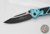 Microtech Socom Elite- Manual Folder- Single Edge- Turquoise Handle- Two-tone Black Blade 160-1 TQ