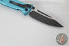 Microtech Socom Elite- Manual Folder- Single Edge- Turquoise Handle- Two-tone Black Blade 160-1 TQ