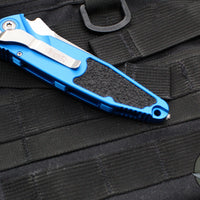 Microtech Socom Elite- Auto (OTS)- Single Edge- Blue Handle- Stonewash Blade 160A-10 BL